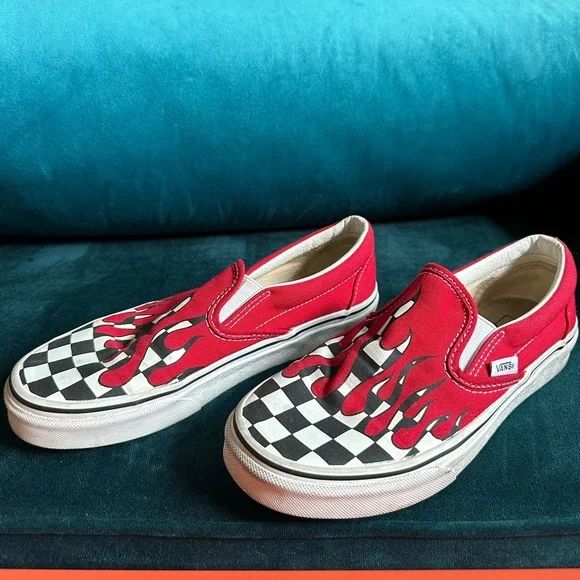 Vans Classic Slip-on Red Flame Checkers - Picture 2 of 3